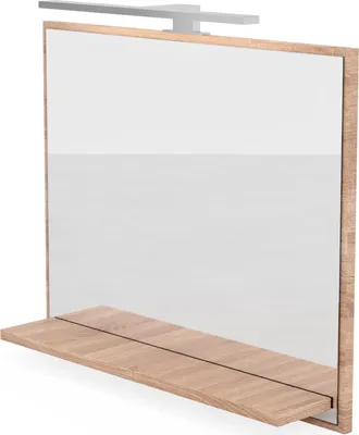 Produktbild von Badspiegel mit Beleuchtung Sonoma H:50 x B:60 cm - Bathroom Mirror IP44 - Badezimmer Spiegel Rechteckig mit Ablage und LED 4000K - Wandspiegel