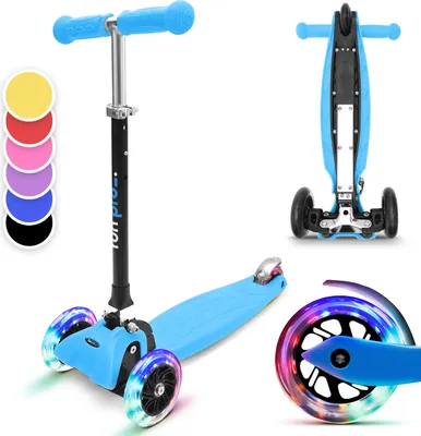 Produktbild von Fun Pro ONE Roller, Scooter für Kinder, Dreirad-Kinderroller, Tretroller für Jungen & Mädchen ab 3 Jahre, Kinderscooter mit LED-Räder, Mini Roller Klappbar, Roller für Kinder im Alter von 3-6 Jahren