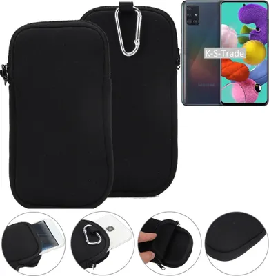 Produktbild von K-S-Trade Neopren-Hülle Handyhülle kompatibel mit Samsung Galaxy A51 Schutzhülle Neoprenhülle Sleeve Schutz-Hülle Gürtel Tasche Case Holster