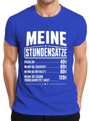 Productafbeelding van Mijn uurtarieven. Grappige uitspraak. Sarcastische tekst. T-shirt voor timmermannen, blauw, maat XXL
