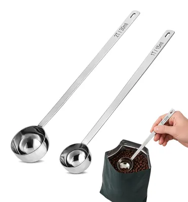 2er-Set Kaffeelöffel 30 ml + 15 ml Edelstahl Messlöffel