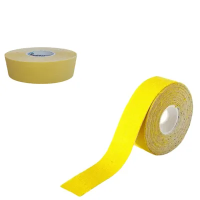 Produktbild von 2 Rollen - Tapefactory24 Getting Started Kinesiologie Tape 2,5cm x 5m - gelb, Tapes Taping Klebeband Tapeverband Bandage wasserfest