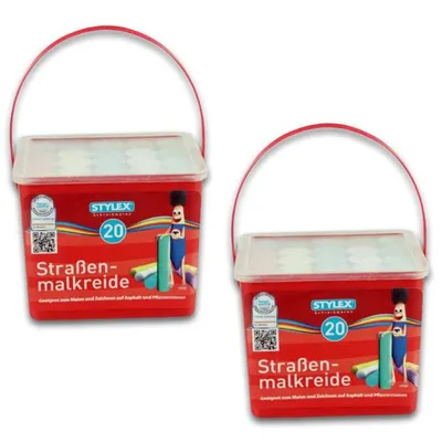Produktbild von 2x Straßenmalkreide Stylex 20ST eckig Eimer