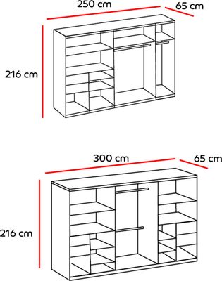 Palermo Kleiderschrank Schwebetürenschrank 3-Türig, Passepartout (Rahmen):ohne Passepartout, Farbwahl Wimex:Plankeneiche