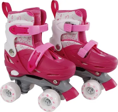 Obrázek produktu pro Kids Globe Rollschuhe rosa/weiß Größe 31-34 verstellbar, mit zwei Schnallen