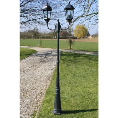 Immagine prodotto di The Living Store Lanterna da giardino a 2 luci 230 cm verde scuro/nero alluminio