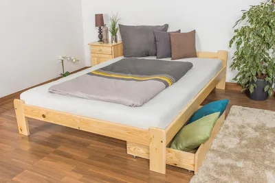 Produktbild von Futonbett / Gästebett Kiefer Vollholz massiv natur A8, inkl. Lattenrost - Abmessungen: 140 x 200 cm