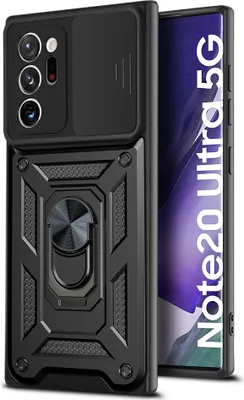 Produktbild von Galaxy Note 20 Ultra Hülle mit 360° Drehbarer Magnetische Ring Ständer Halter Dia Kameraschutz TPU Bumper Silikon Schutzhülle für Samsung Galaxy Note 20 Ultra Schwarz