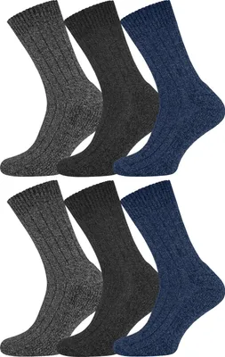 Produktbild von OCERA 6 Paar flexible Norweger Wollsocken für Herren & Damen in verschiedenen Farben (uni) - Schwarz 43-46