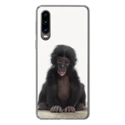 Produktbild von MuchoWow® Handyhülle Schutzhülle Hülle für Huawei P30 Kind - Affe - Schimpanse - Babytiere - Jungen - Mädchen Silikon Softcase Handy Hülle - Kartenbesitzer