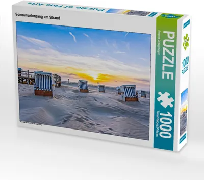 Produktbild von CALVENDO Puzzle Sonnenuntergang am Strand | 1000 Teile Lege-Größe 64x48cm Foto-Puzzle für glückliche Stunden