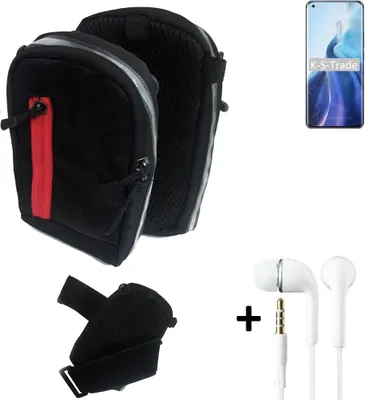 Produktbild von K-S-Trade Outdoor Gürteltasche Holster Umhängetasche + Kopfhörer kompatibel mit Xiaomi Mi 11 Ultra schwarz Handy Tasche Case travelbag Schutzhülle