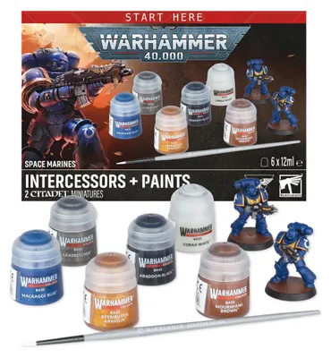 Produktbild von Warhammer 40.000 - Space Marines: Intercessors + Farben (Englisch)