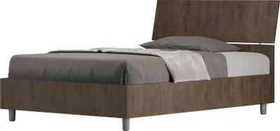 Produktbild von ITYHOME - Bett mit Bettkasten 120x190 schräges Kopfteil Nussbaum Demas