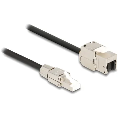 Produktbild von DeLOCK Kabel RJ45 Stecker feldkonfektionierbar zu Keystone Modul RJ45 Buchse Cat.6A 50 cm, 0,5 m, Cat6a, S/FTP (S-STP), RJ-45, RJ-45, Schwarz, Silber