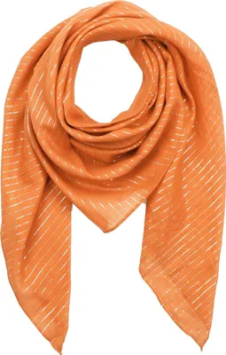 Produktbild von Baumwollschal – orange – silberner Lurex – quadratischer Stoff