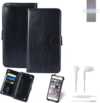 Produktbild von K-S-Trade 360° Hülle kompatibel mit Sony Xperia 1 IV inkl. Headphones schwarz Kunstleder Case BookCase WalletCase Kunstlederederhülle Handyhülle,