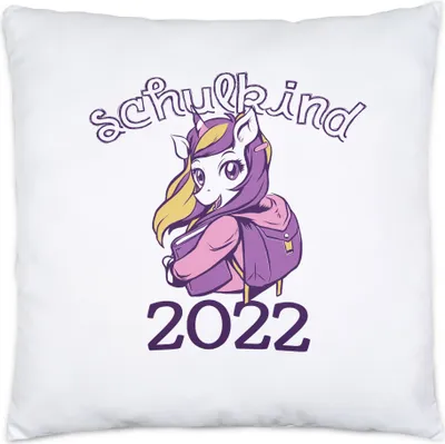 Produktbild von Einhorn Kissen als Geschenk zur Einschulung Schulbeginn Schulstart für Schulanfänger Erstklässler Schule 2022