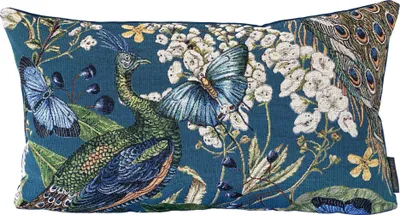 Produktbild von Gobelin Dekorativer Kissenbezug für Sofa Schlafzimmer Wohnzimmer, BLAUER PFAU, 40x60