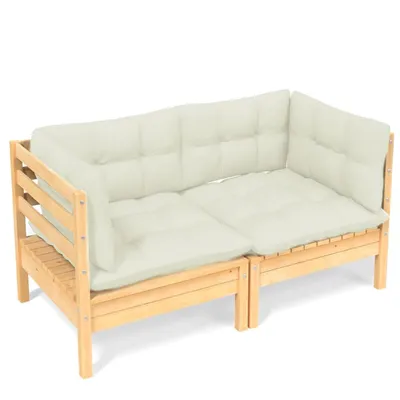 Produktbild von 2-Sitzer-Gartensofa mit Creme Kissen Massivholz Kiefer
