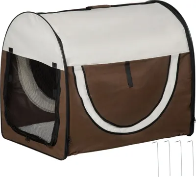 Produktbild von PawHut Hundebox faltbare Hundetransportbox Transportbox für Tier 2 Farben 5 Größen (81 x 56 x 66 cm) Kaffee
