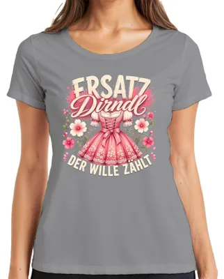 Productafbeelding van Alternatief dirndl, het is de intentie die telt, , Wiesn, lederen broek, Wasen, dames T-shirt, grijs, maat XL