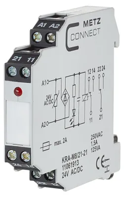 Produktbild von Metz Koppel- KRA-M8/21-21 24VAC/DC 2WE Baustein KRA-M8/21-21 24 V AC-DC