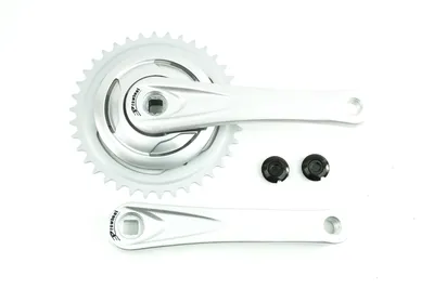Produktbild von Fahrrad Alu Kurbel Garnitur 1 fach single Speed 38 Zähne Kettenblatt Antrieb 170mm Armlänge silber