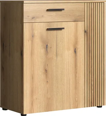 Produktbild von trendteam Garderobe PureBliss Kommode, Evoke Eiche Melamin/Schwarz, B/H/T ca. 80/89/36 cm