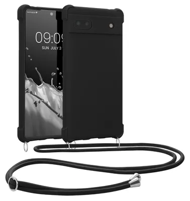 Produktbild von kwmobile Necklace Case kompatibel mit Google Pixel 6a Hülle - Cover mit Kordel zum Umhängen - Silikon Schutzhülle Schwarz