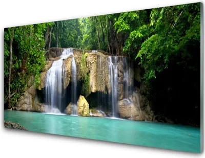 Produktbild von Acrylglasbilder 100x50 Wandbild Druck Wasserfall Baum Natur