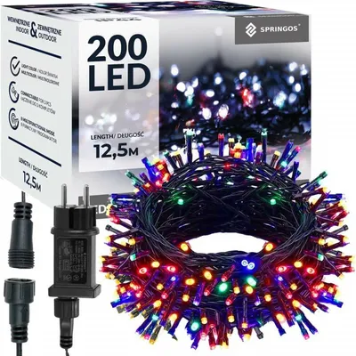Obrázek produktu pro LED světelný řetěz - 12,5m, 200LED, 8 funkcí, paměť, IP44, multicolor