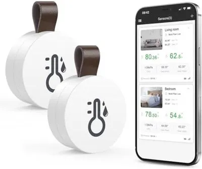 Image de Deux capteurs Bluetooth de température et d'humidité avec application