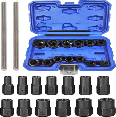Image de ELMAX | Kit d'extraction de vis et d'écrous, Lytool 15 pièces, jeu de clés à douilles profilées en spirale, extracteur de vis endommagées, boulons, écrous Kit d'outils d'extraction de vis