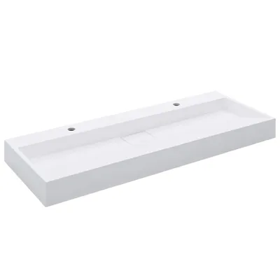 A white rectangular sink on a white background.
