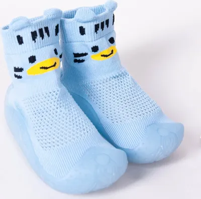 Produktbild von Ponožkoboty capáčky barefoot bosé OBO-0171 sv. modré se zvířátkem VZDUŠNÉ bačkůrky ponožky s gumovou stélkou 24