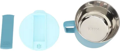 Produktbild von Set aus Nudelschüssel, 1200 Ml, aus Edelstahl mit Deckel, Göffel und abnehmbaren Essstäbchen für Büro und Zuhause (Blau)