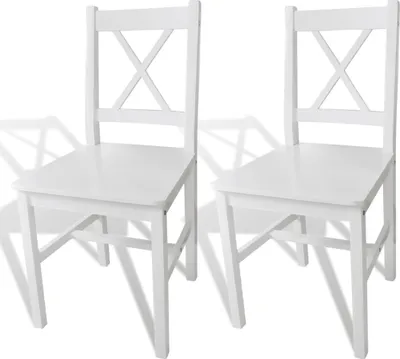 Image de vidaXL vidaXL - Chaises de table - 2 - Pièce - Pin - blanc
