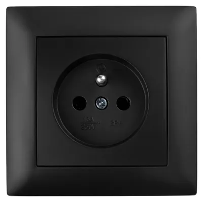 Immagine prodotto di Presa Singola Con Messa A Terra Toolight Jnh001-G + Cornice Black