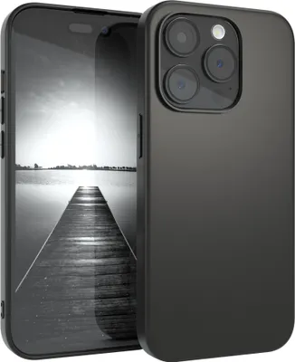 Produktbild von EAZY CASE Handyhülle Silikon kompatibel mit Apple iPhone 15 Pro erhöhter Rand für Bildschirm & Kamera, Flexibles Silikon (Federlicht und Ultra Dünn), Soft Case, Silikonhülle in Matt Schwarz