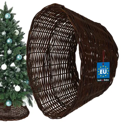 Obrázok produktu pre KOTARBAU® sukňa na vianočný stromček z vŕby Ř 45 cm, tmavý stojan na vianočný stromček z prírodného ratanu, košík na vianočný stromček, kryt na vianočný stromček, ozdobný podstavec na vianočný stromček