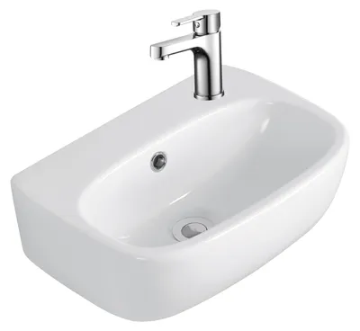Produktbild von sanicomfort Waschtisch-Set FORM, 45 cm, weiß, Waschbecken inkl. Armatur & Zubehör, Keramik