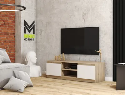 Produktbild von MINIO go for it, TV-Schrank "DIDI", 120cm, stehend,  Weiss matt/Sonoma eiche