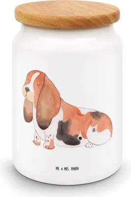 Produktbild von Mr. & Mrs. Panda Dose Hund Basset Hound - Weiß - Geschenk, Vorratsbehälter, behälter, Sprüche, Süß, zuckerdose, Kaffeedose, Keksdose