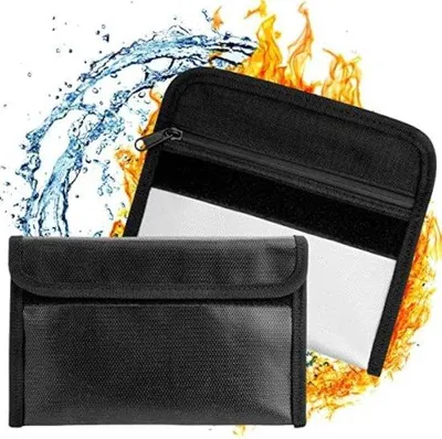 Image de Pochette pour documents résistante à la chaleur, pochette ignifuge, noire, 30 x 20 cm
