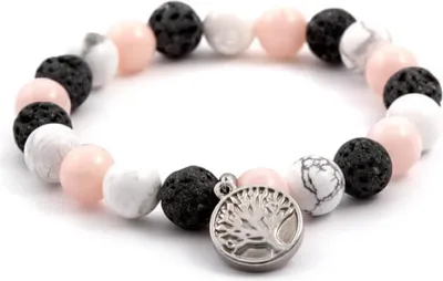 Produktbild von Perlenarmband aus Jadeit, Lavastein und Howlit MINK39 / 17
