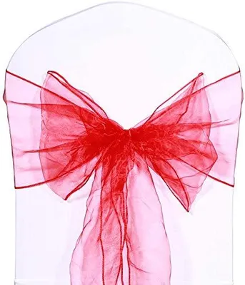 Organza-Stuhlhussen rot, 10 Stück, 18x275 cm, für Feiern