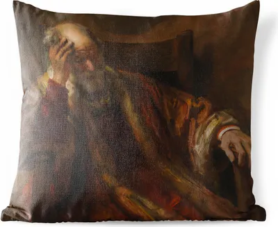 Produktbild von MuchoWow® Outdoor Kissen - Alter Mann in einer Bankette - Gemälde von Rembrandt van Rijn - 45x45 cm - Wetterfest - Lounge Kissen - Fotokissen - Dekoratives Kissen