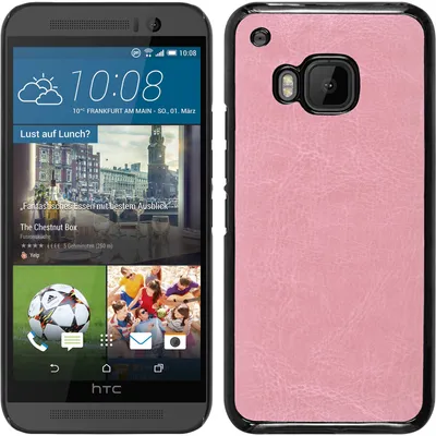 Produktbild von PhoneNatic Case kompatibel mit HTC One M9 - Hülle rosa Lederoptik Hard-case + 2 Schutzfolien