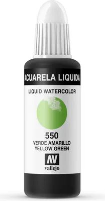 Liquid Watercolor Vallejo 33550 Yellow Green 32ml Gelb Grün Aquarell Farbe